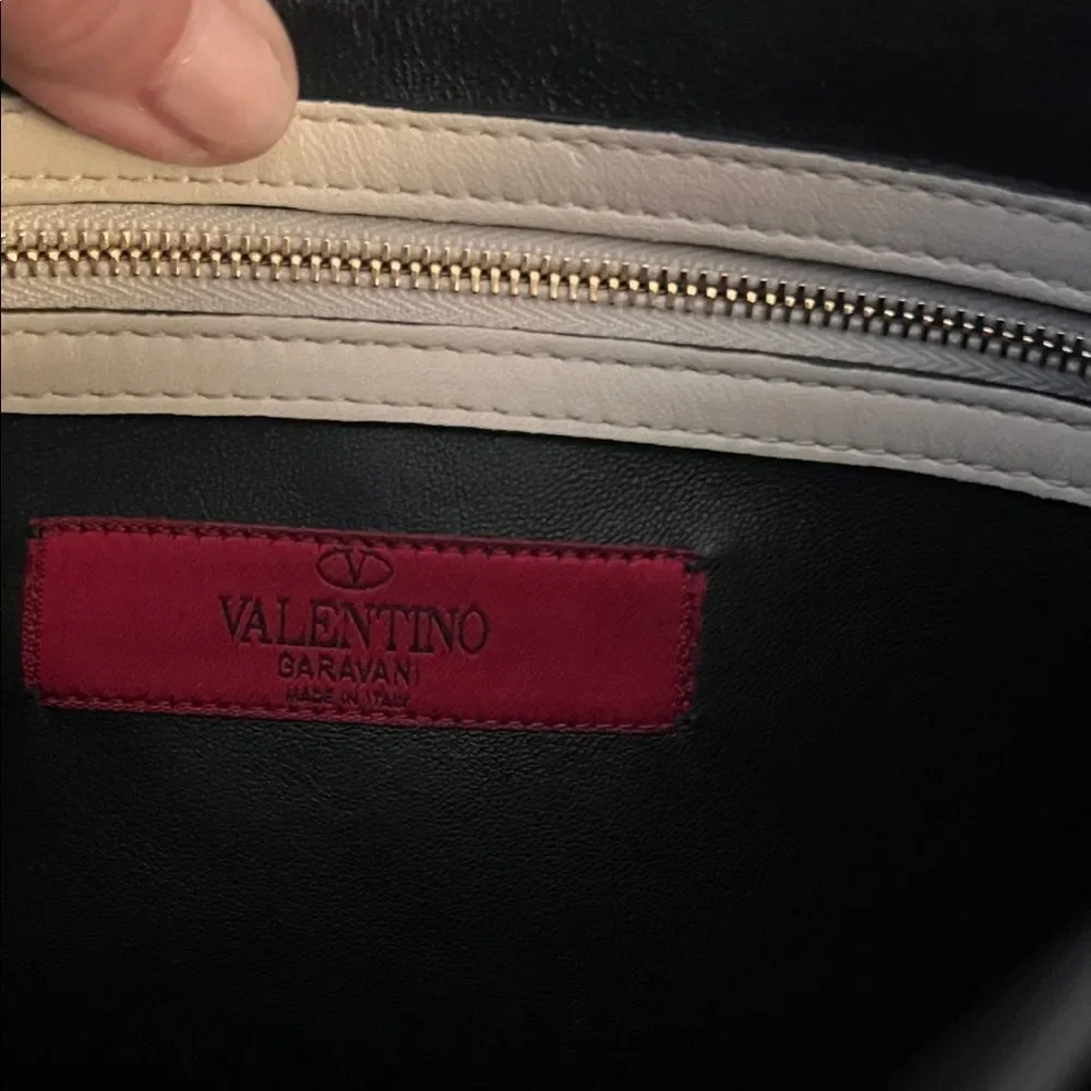Valentino Garavani Napa Striped B-Rockstud Shoulder Bag with Gold Chain Strap